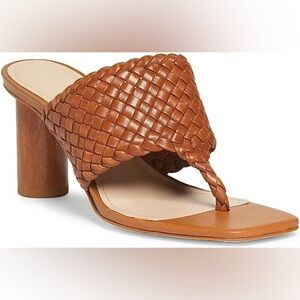 Saks Fifth Avenue Women’s Leather Sandal, Size 5, Miele Color